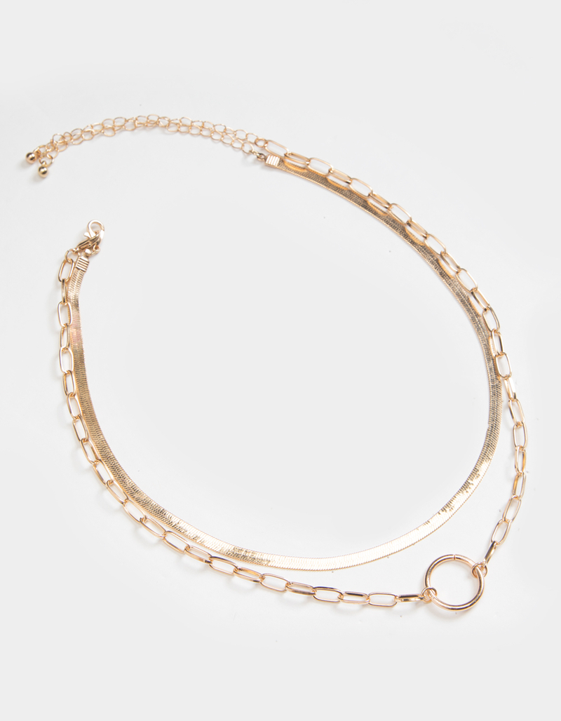 FULL TILT Basic Layered Snake & Paperclip Necklace image number 0