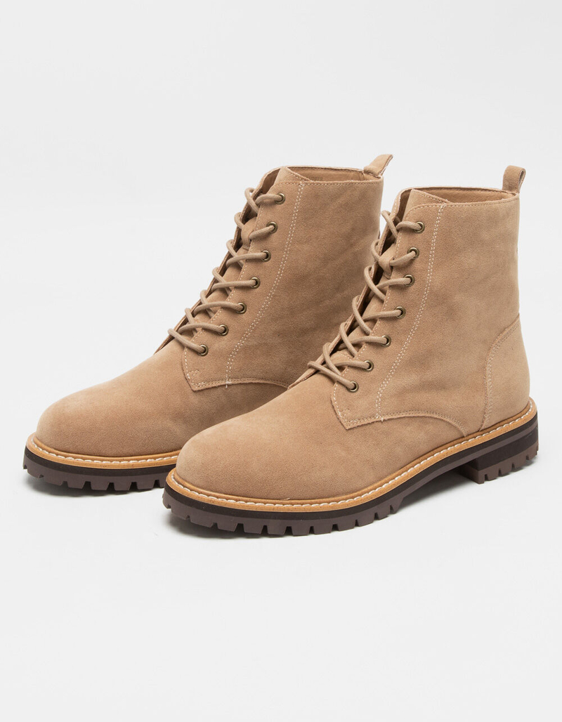 OASIS SOCIETY Womens Tan Lace Up Combat Boots image number 0