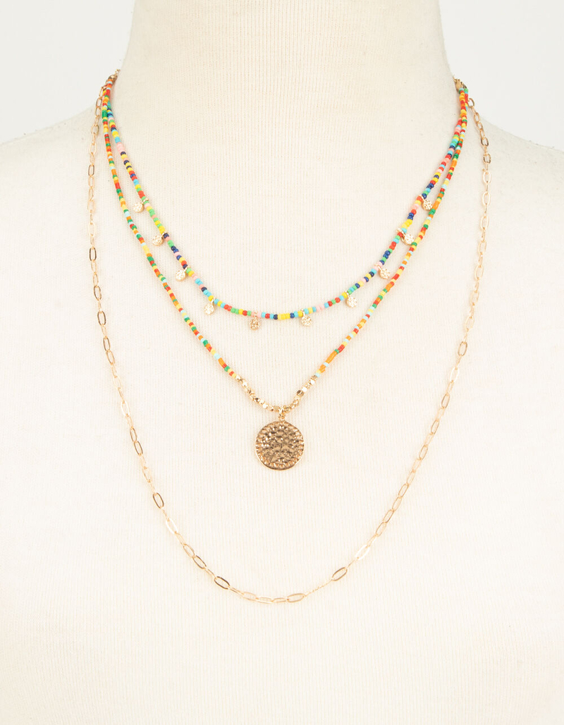 FULL TILT Layered Coin Chain & Bead Necklace image number 1