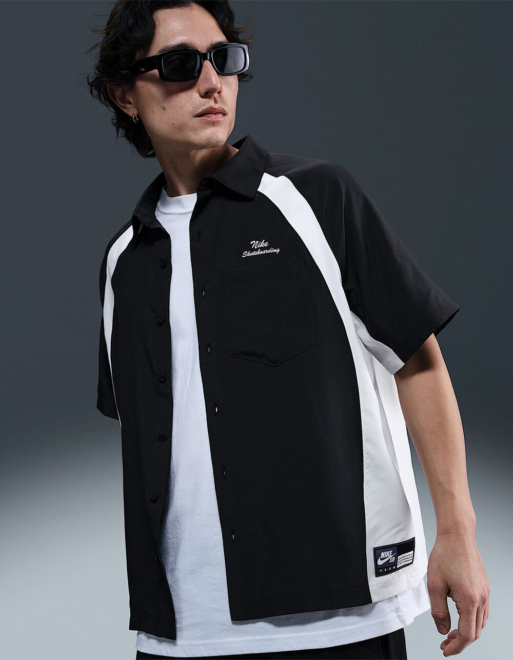 NIKE SB Dri-FIT Mens Bowler Shirt - BLACK/WHITE - L | Tillys