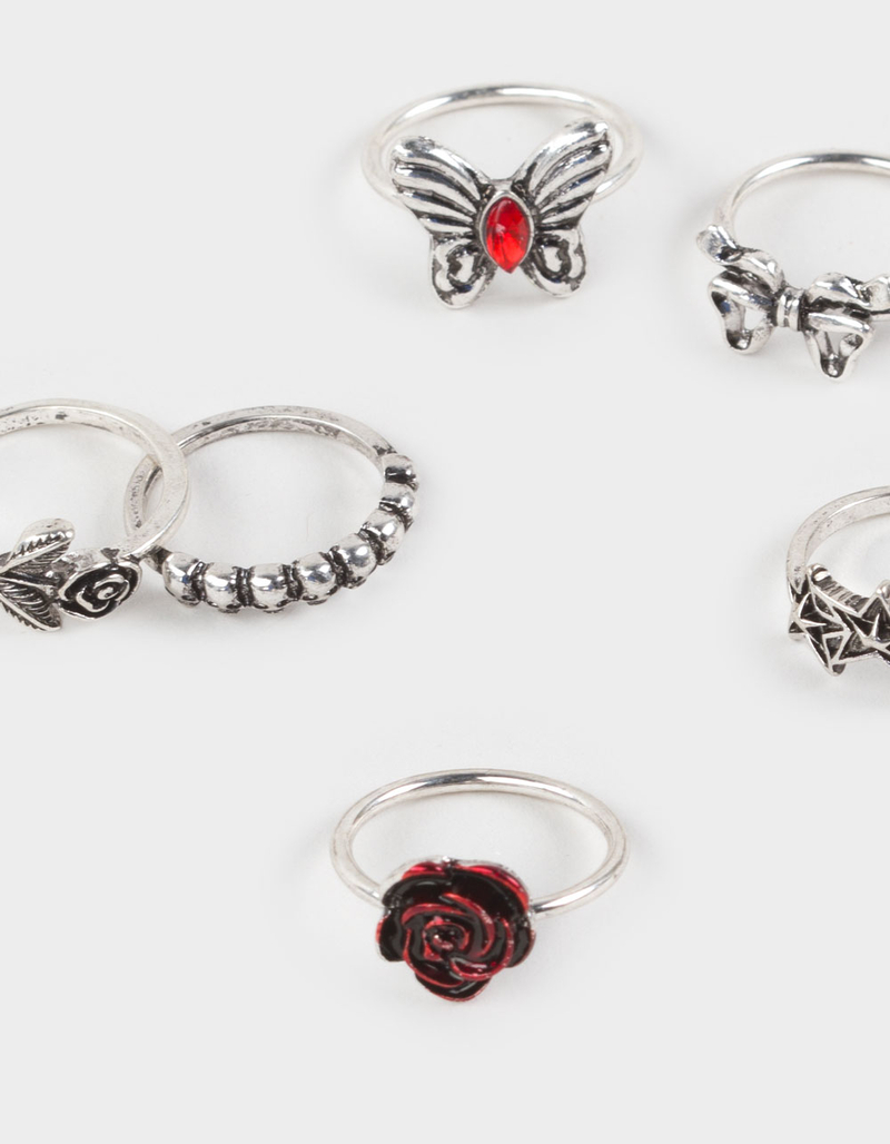 FULL TILT 6 Pack Butterfly/Rose/Bow Dainty Rings image number 1