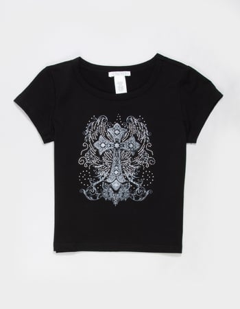 FULL TILT Rhinestone Cross Girls Tee Primary Image