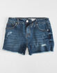 RSQ Vintage High Rise Girls Dark Wash Denim Shorts image number 2