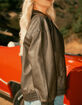 RSQ Womens Oversized Faux Leather Bomber Jacket image number 6