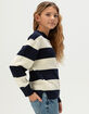 FULL TILT Girls Stripe Oversized Crewneck Sweater image number 3