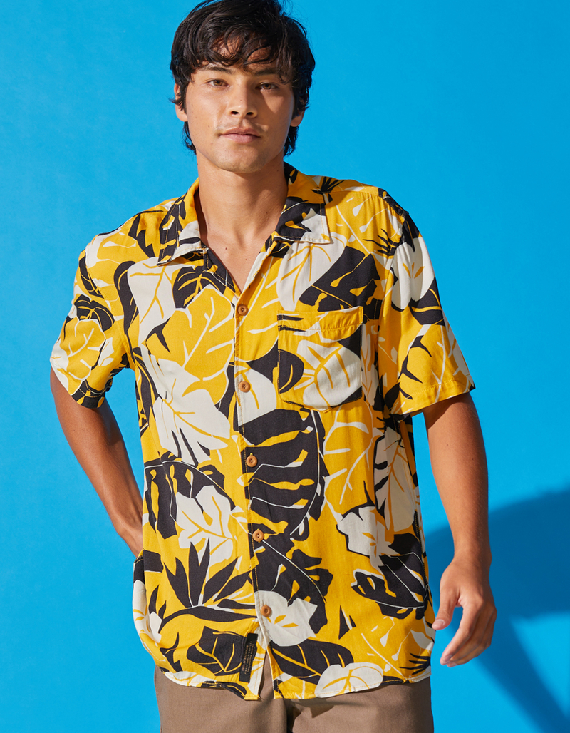 DEUS EX MACHINA Woven Mens Button Up Shirt YELLOW Tillys