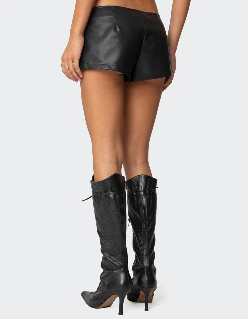 EDIKTED Studded Faux Leather Micro Shorts - BLACK - S | Tillys