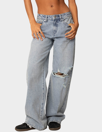 EDIKTED Adam Distressed Wide Leg Jeans Primary Image