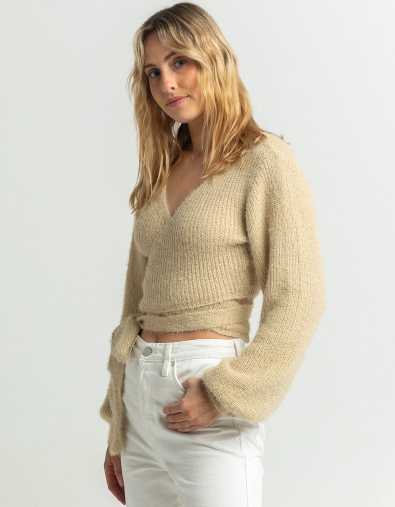WEST OF MELROSE Eyelash Womens Wrap Sweater image number 1