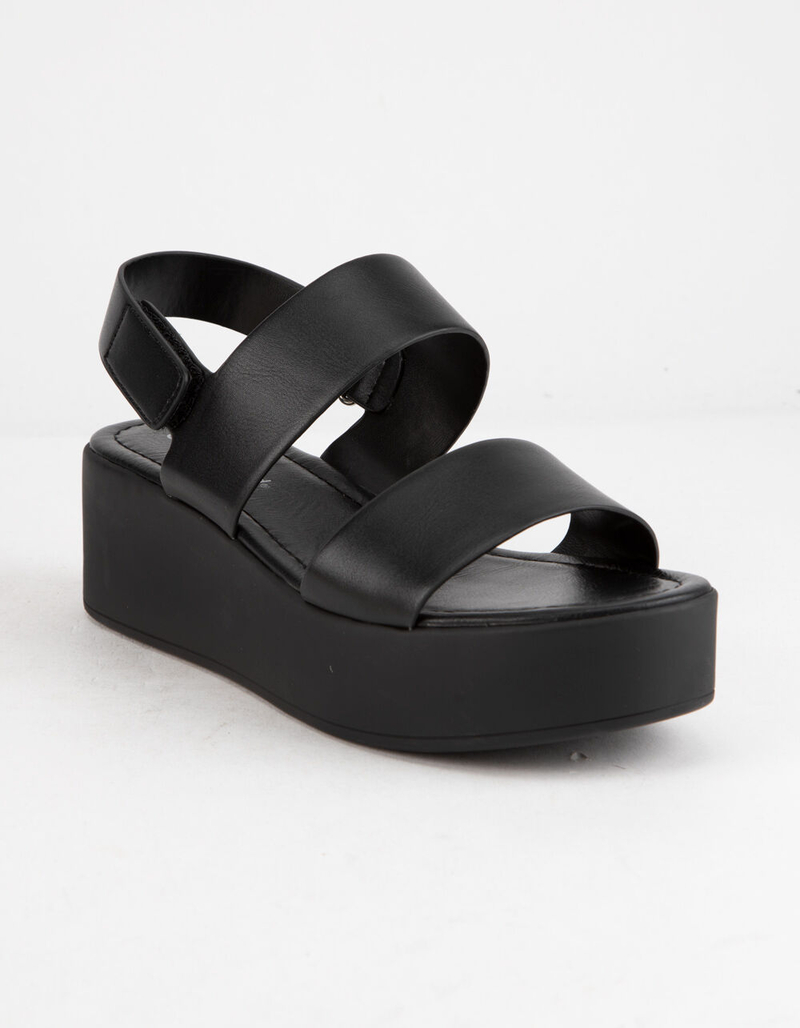 CITY CLASSIFIED Two Strap Black Womens Velcro Flatform Sandals image number 0
