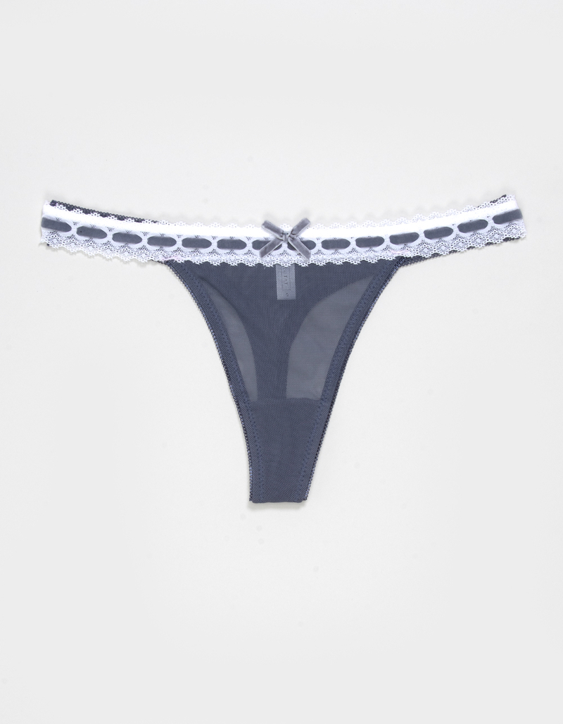 FULL TILT Ribbon Lace Trim Thong image number 0