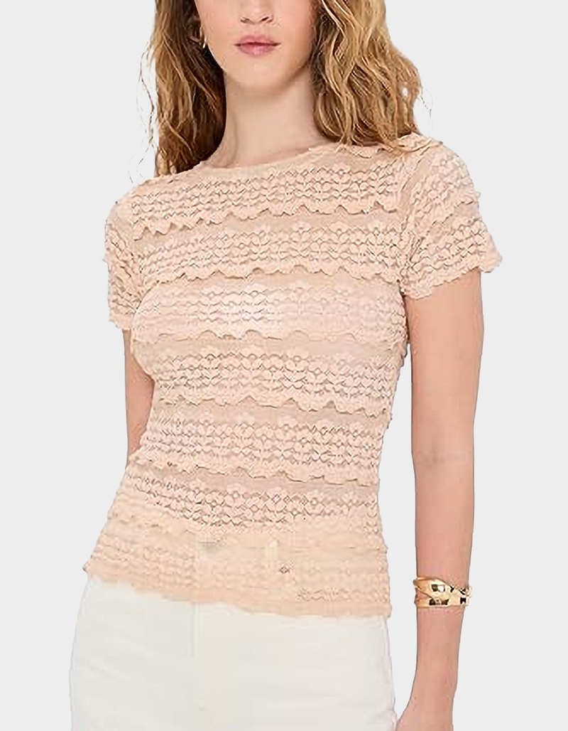 FREE PEOPLE Angelina Womens Lace Tee image number 0