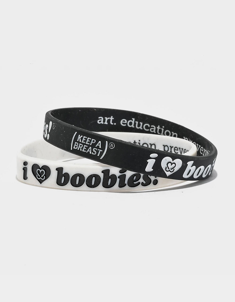 KEEP A BREAST I Love Boobies! 2 Pack Mini Bracelets image number 0