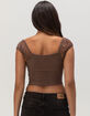 FULL TILT Rouched Lace Womens Top image number 4