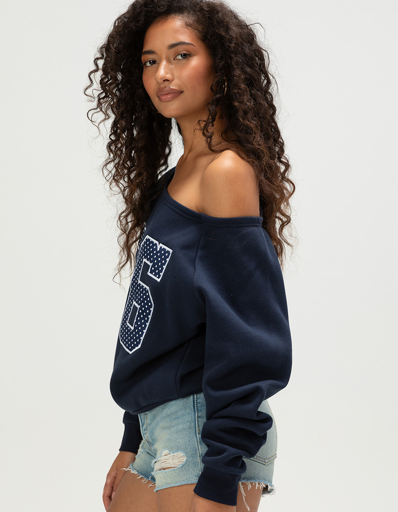 FULL TILT Womens Off The Shoulder Number Sweatshirt image number 2