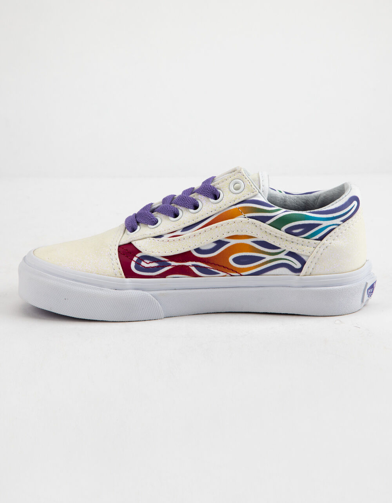 VANS Sparkle Flame Old Skool Rainbow & True White Girls Shoes image number 3