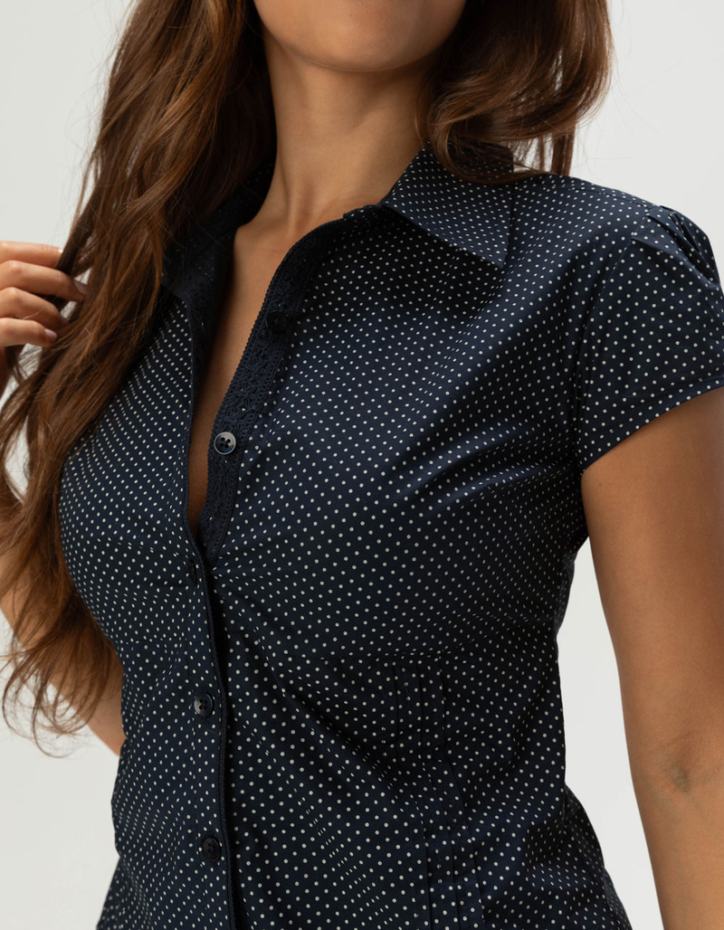 RSQ Womens Polka Dot Button Up Shirt image number 4