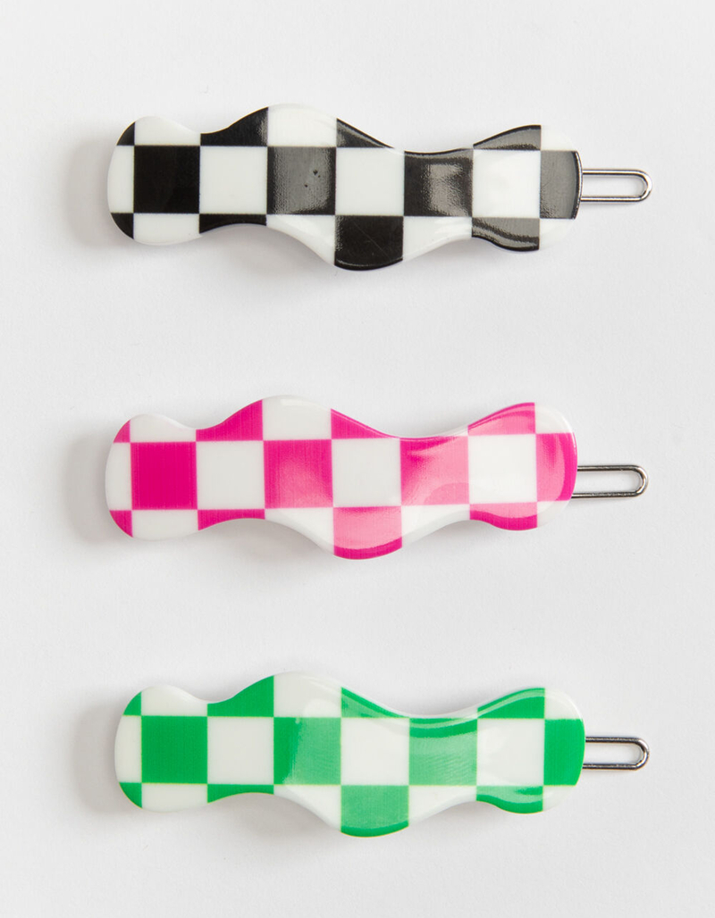 FULL TILT 3 Piece Checkered Hair Clips image number 0