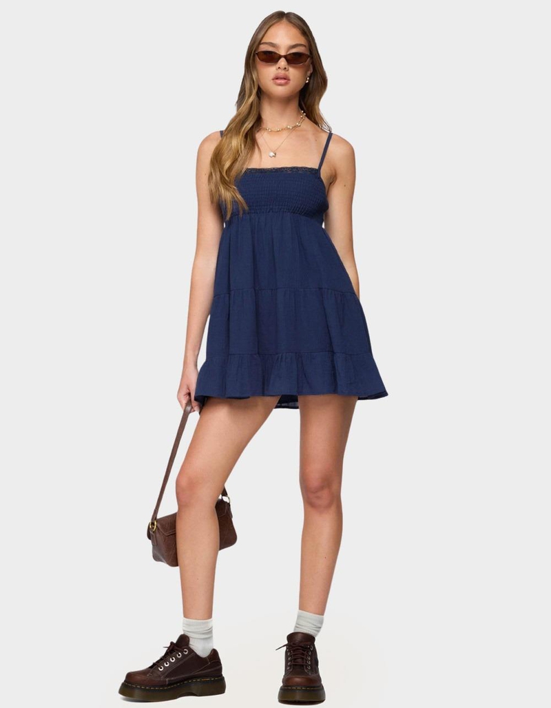 EDIKTED Calley Scrunchy Tiered Mini Dress image number 4