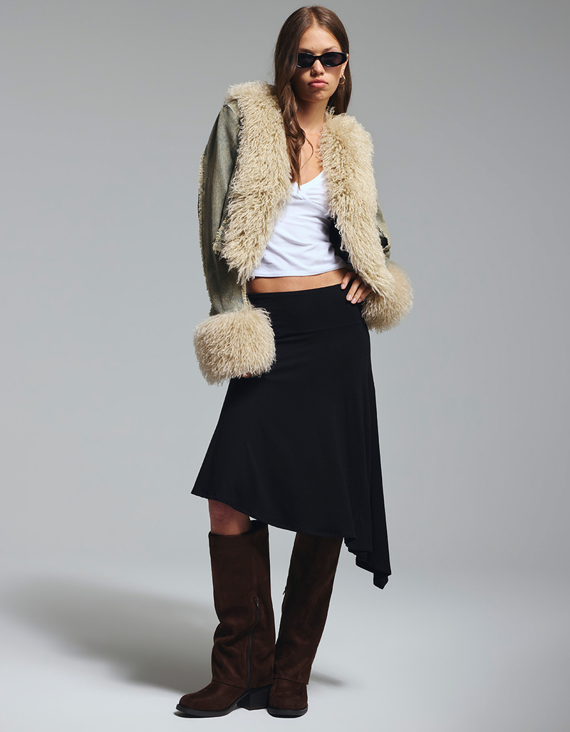 FULL TILT Womens Asymmetric Midi Skirt image number 0