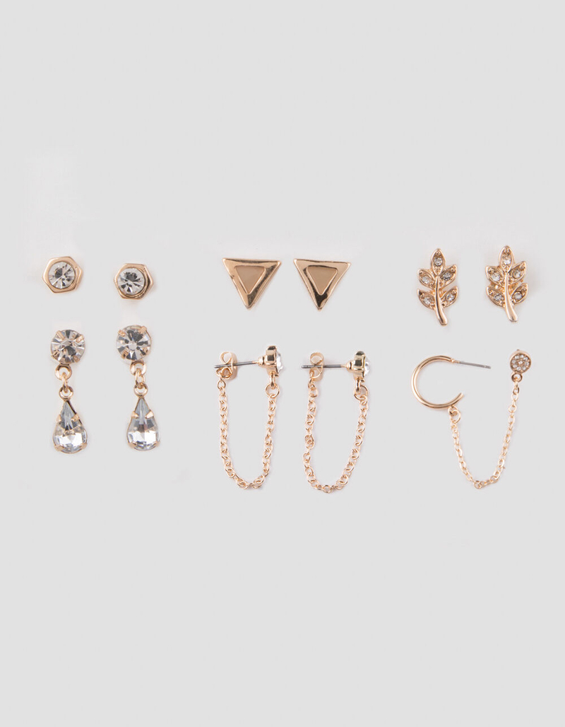 FULL TILT 6 Pair Leaf & Triangle Earring Set image number 0
