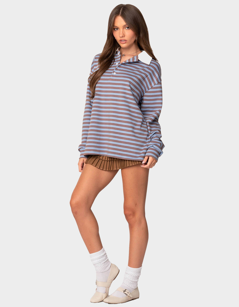 EDIKTED Stripey Oversized Collared Shirt image number 3