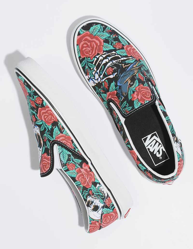 VANS Rose Skulls Classic Slip-On Shoes image number 2
