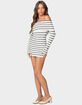 EDIKTED Pam Striped Fold Over Knit Mini Dress image number 2
