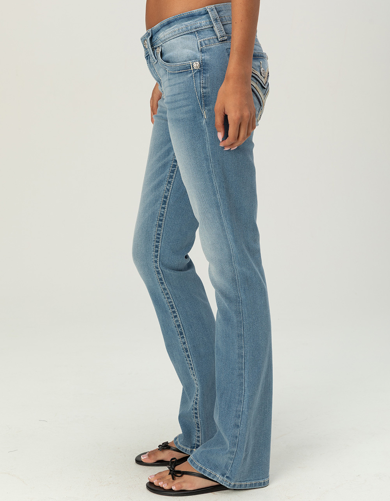 MISS ME Womens Mid Rise Bootcut X Pocket Jeans image number 3