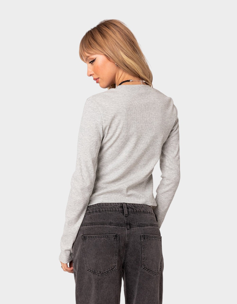 EDIKTED Marny Long Sleeve Waffle Top image number 3