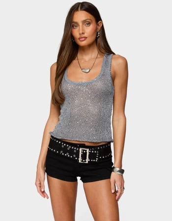 EDIKTED Eleora Sequin Knit Tank Top Primary Image