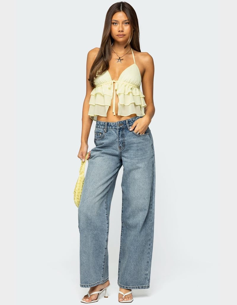 EDIKTED Ery Wide Leg Mid Rise Jeans image number 1