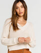 FULL TILT V Neck Womens Cream Sweater image number 1