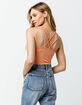 DESTINED Ribbed Empire Waist Coral Womens Crop Tank Top image number 3