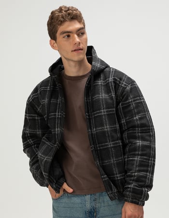 RSQ Mens Hooded Plaid Jacket Primary Image