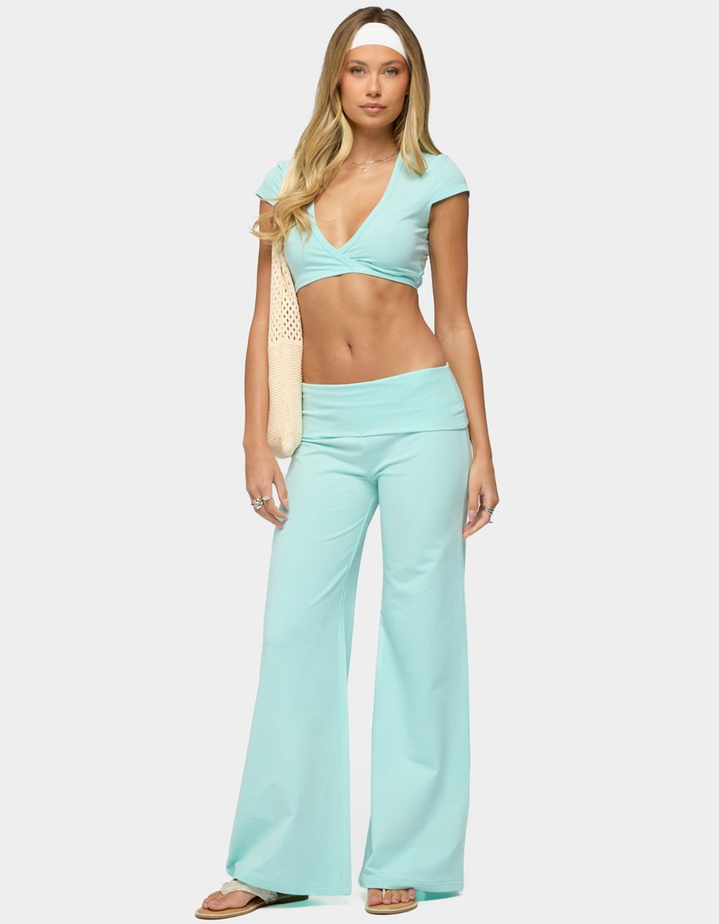 EDIKTED Wide Leg Foldover Pants image number 4