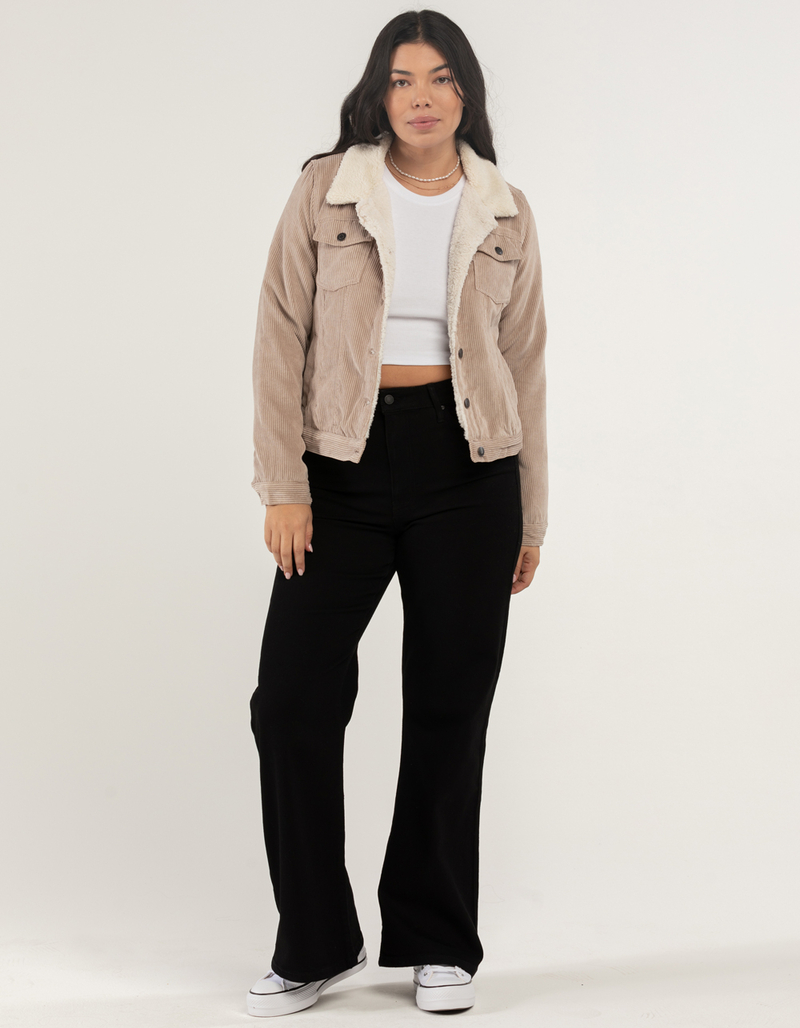 ASHLEY Womens Sherpa Lined Corduroy Trucker Jacket image number 7
