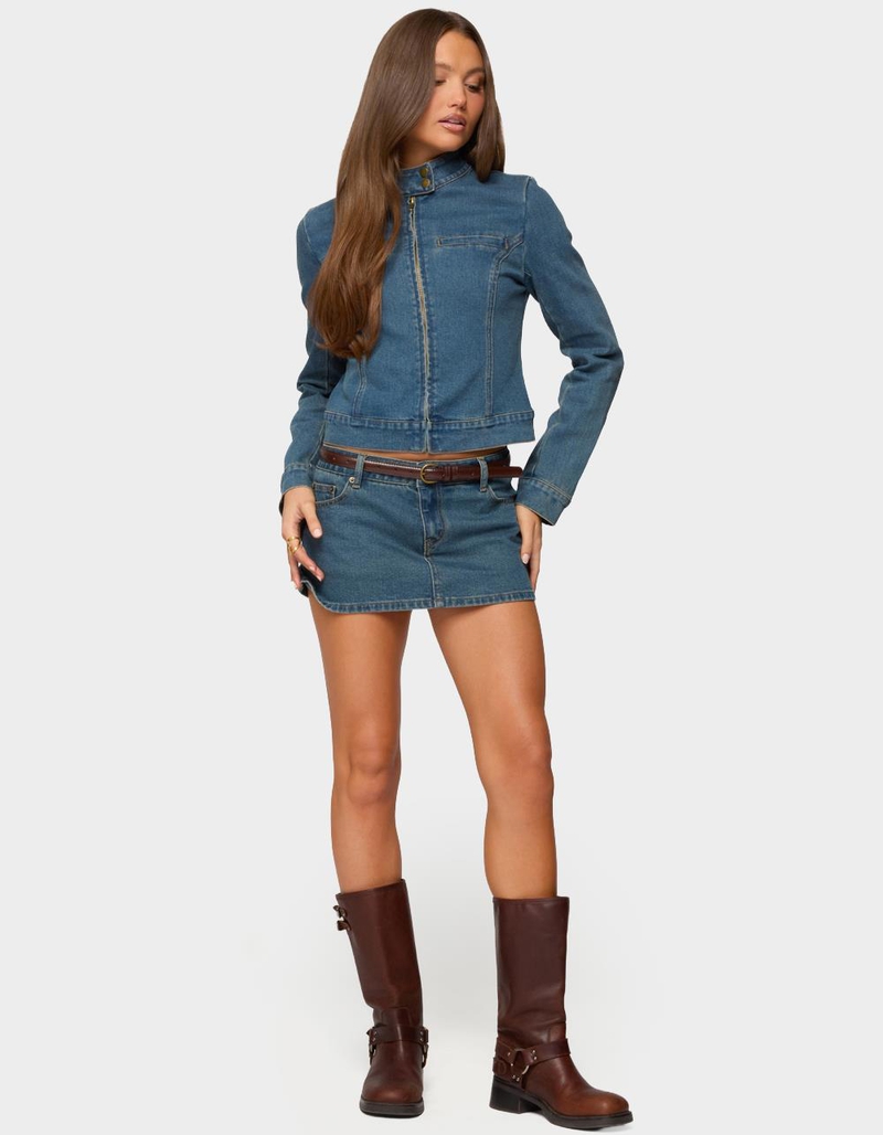 EDIKTED Josiee Stretchy Denim Mini Skort image number 3