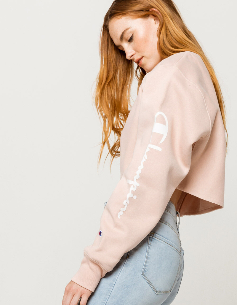 CHAMPION Crop Crew Reverse Weave Blush Womens Sweatshirt image number 1