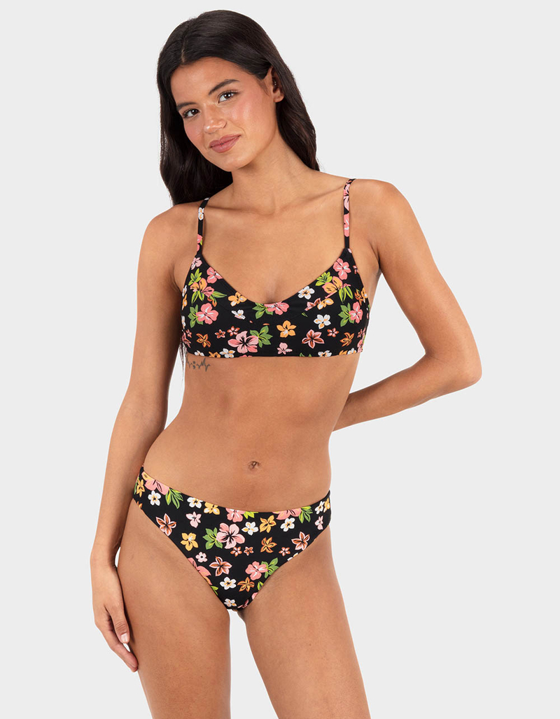 HURLEY Max Hibiscus Dream Mid Rise Womens Cheeky Bikini Bottoms image number 0