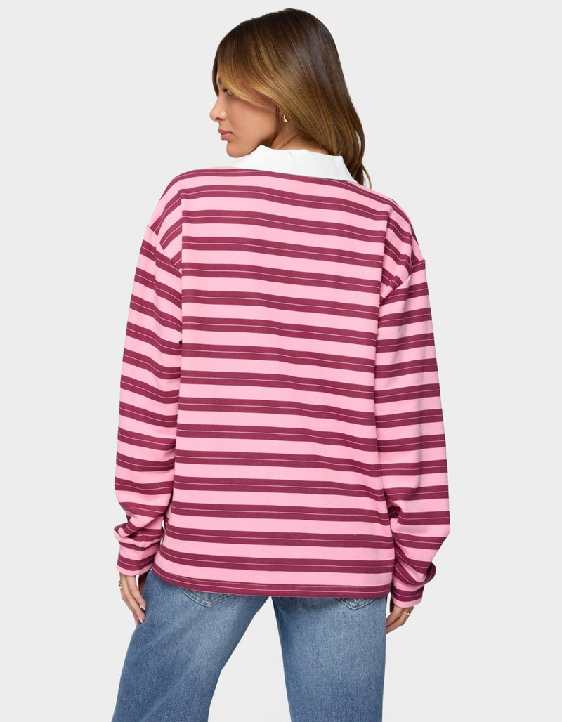 EDIKTED Maureen Striped Polo Sweatshirt image number 2