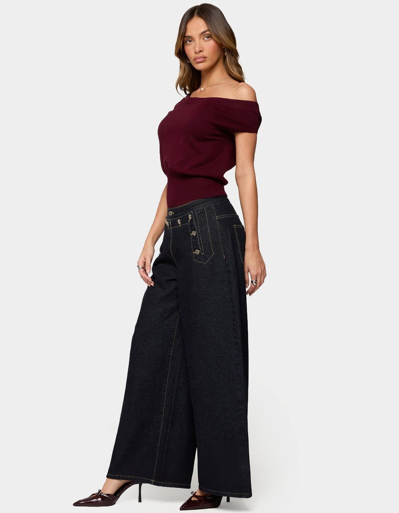 EDIKTED Frida Buttoned Low Rise Baggy Jeans image number 3