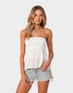 EDIKTED Ruffled Scrunch Linen Look Tube Top image number 1