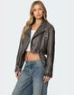 EDIKTED Washed Faux Leather Jacket image number 3