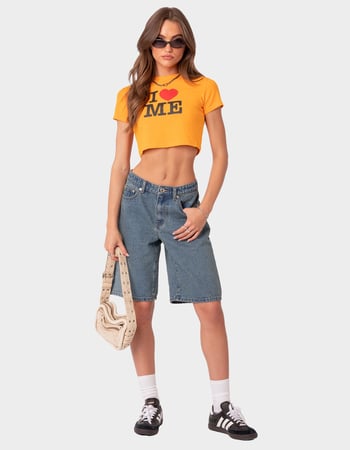 EDIKTED Oversized Low Rise Denim Bermuda Shorts Alternative Image