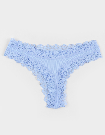 FULL TILT Seamless Rib Lace Trim Thong Alternative Image