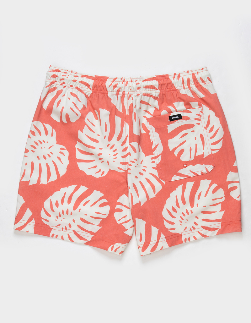 RSQ Mens Tropical Leaf 5'' Swim Shorts image number 2