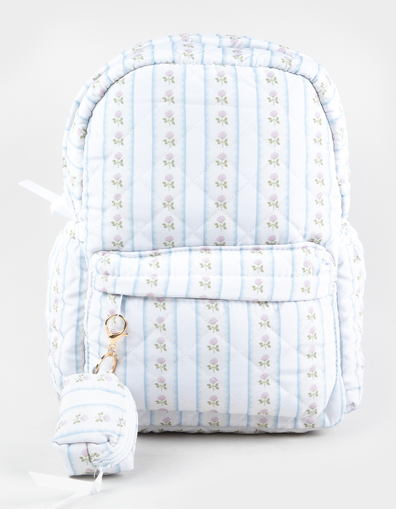 TILLYS Quilted Floral Stripe Backpack image number 0
