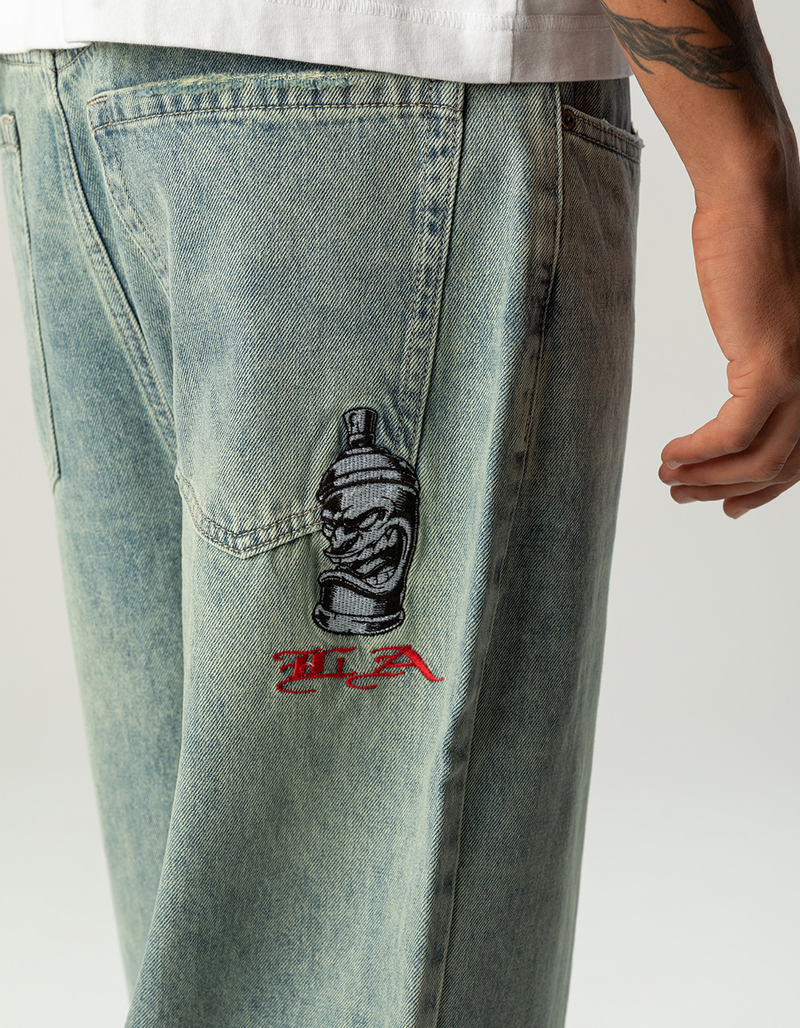 RSQ Mens Extra Baggy Embroidered Jeans image number 5