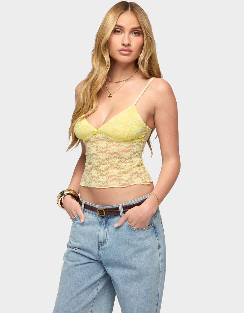 EDIKTED Eira Sheer Lace Tank Top image number 1